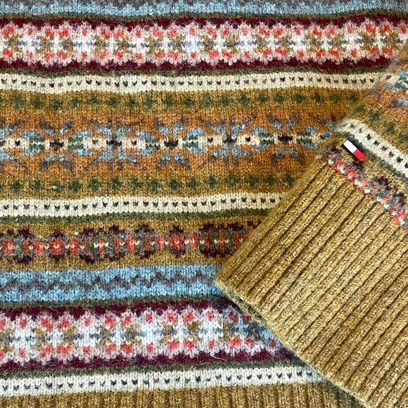 Tommy Hilfiger XXL Fair Isle Lambswool Sweater Crewneck Ribbed Hem and Cuffs - Picture 5 of 14